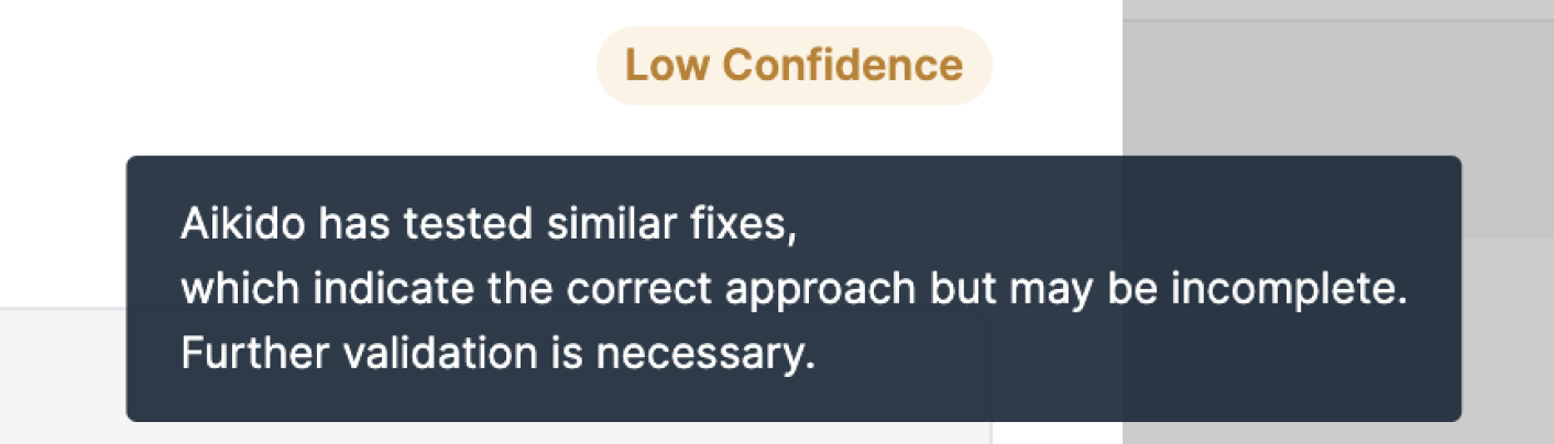 Low confidence warning: Further validation of similar fixes needed.